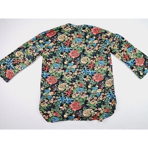 VINTAGE Rhapsody By Glazier Women's 70's Hippie Floral 3/4 Sleeve Blouse Size M - Picture 6 of 6